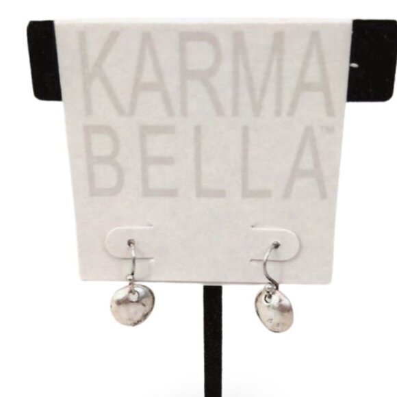 Sleek Karma Bella Dangling Disc 3/4" Charm Silver Tone Drop Earrings JW1527 - Picture 1 of 5